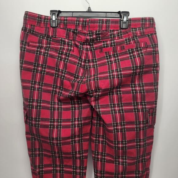 Love Love Love Y2K Red Plaid Grunge Faux Cargo Plus Joggers Pants Women's 3X - Picture 9 of 12